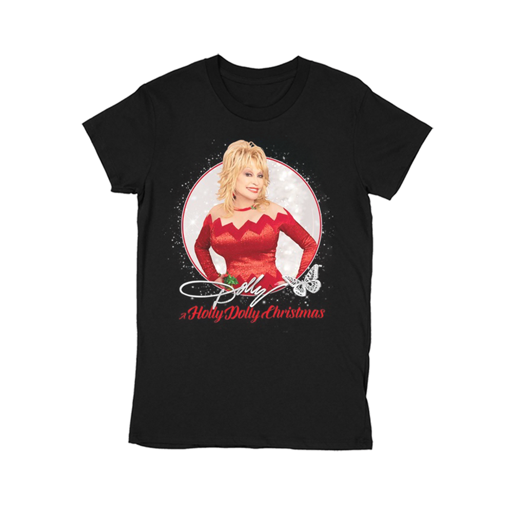 Load image into Gallery viewer, A Holly Dolly Christmas Black Tee
